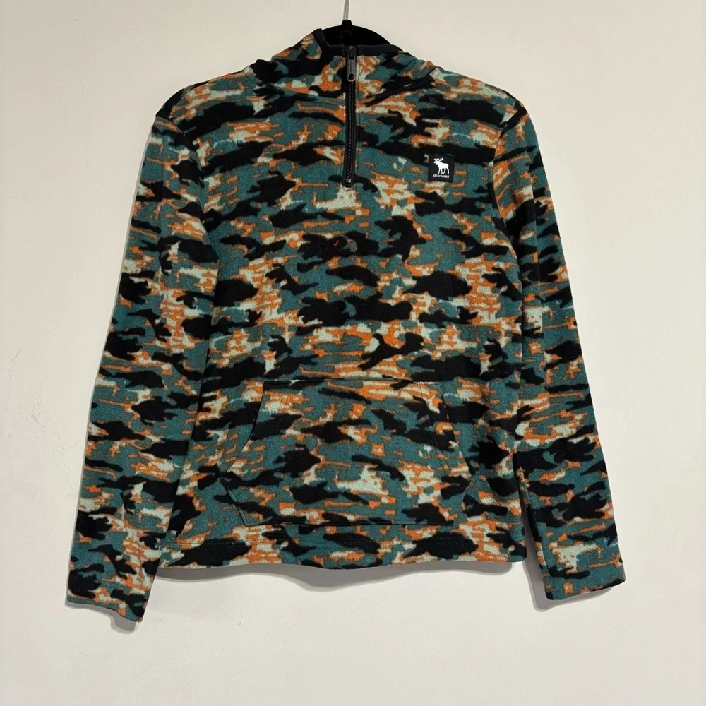 Abercrombie Kids Teal and Orange Camouflage Pullover